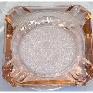 Vintage Pink Depression Adam Glass Starburst Design Ashtray Jeannette Art Deco